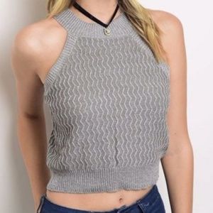 Halter sweater crop top